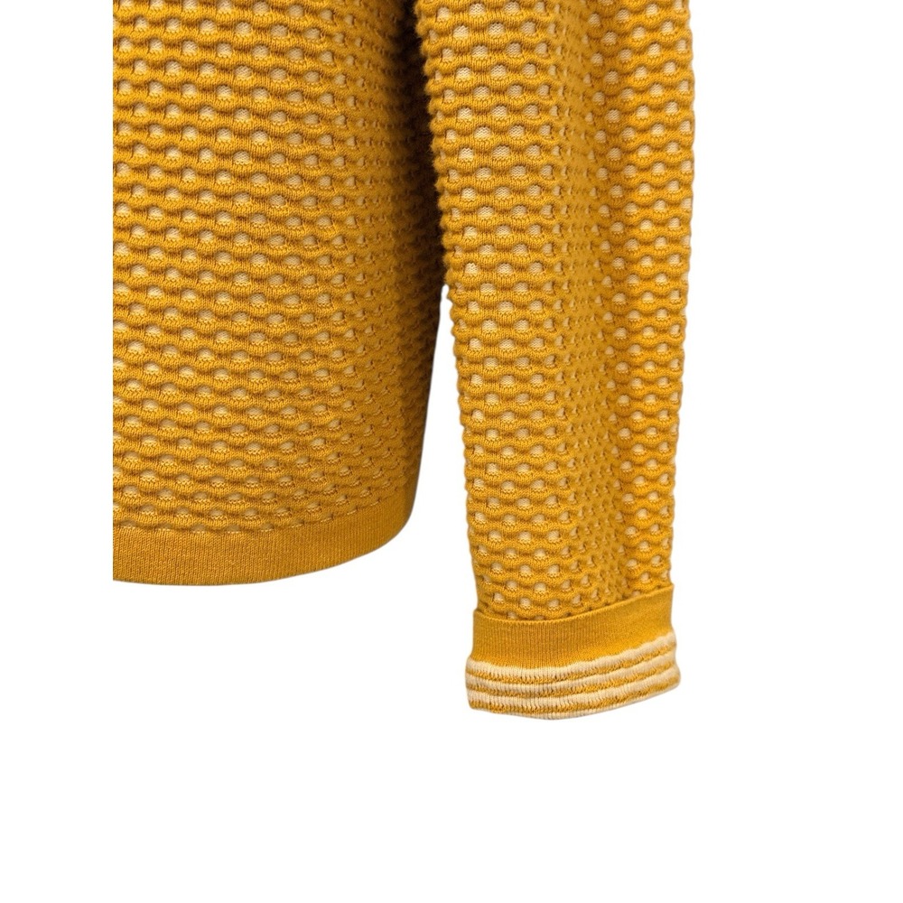 Monoprix Femme France Women Sweater L Honeycomb Full Zip Mustard - Picture 2 of 9